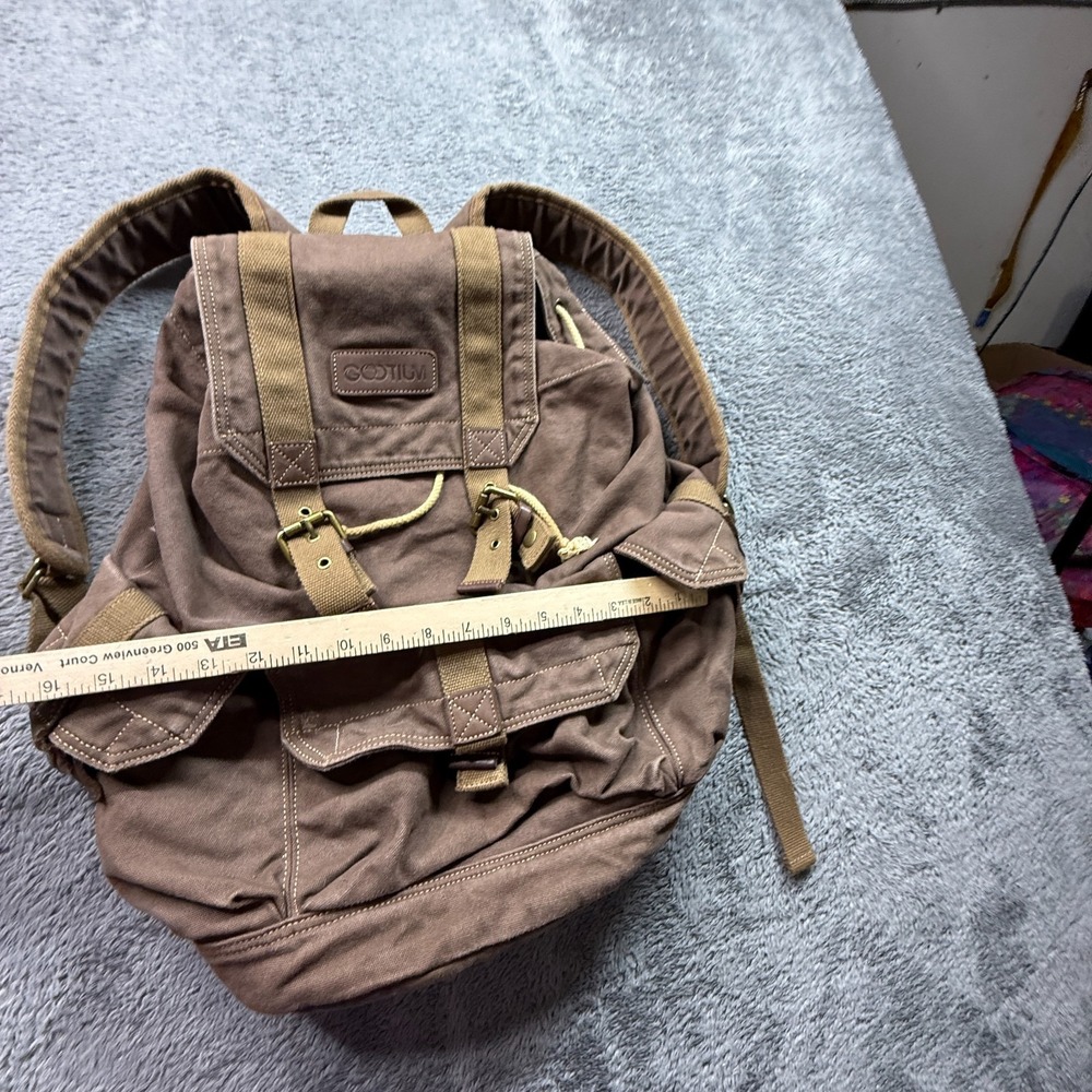 Gootium Canvas Backpack Rucksack Large Brown Drawstring Snap Close - Picture 5 of 6